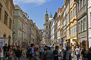 Packed with tourists on a busy summer day in Mal&aacute; Strana (The Lesser Quarter), Prague
