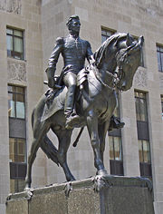 Statue of Jackson as General in front of Jackson County Counthouse in Kansas City, Missouri.