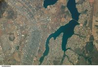 Satellite photo of Bras&iacute;lia.