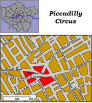 The West End and Piccadilly Circus,  51&deg;30&prime;36&Prime;N, 0&deg;8&prime;4&Prime;W.
