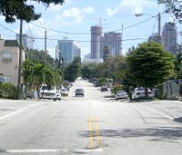 View from one of the high points in Miami, west of downtown. The western parts of the city have points as high as 20 feet (6.1 m) above sea level.