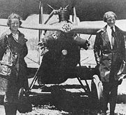 L&ndash;R: Neta Snook and Amelia Earhart in front of Earhart's Kinner Airster, c.1921