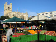 The market in the centre of Cambridge, with Great St Mary's Church in the background &middot; more