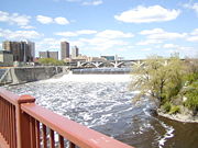 Glacial melt waters formed Saint Anthony Falls near Fort Snelling about ten thousand years ago. Rushing water undercut sandstone and collapsed limestone, moving the falls eight&nbsp;miles (13&nbsp;km) to the northwest.