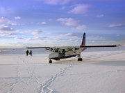 Aeroplane from Loganair on Fair Isle, midway between Orkney and Shetland