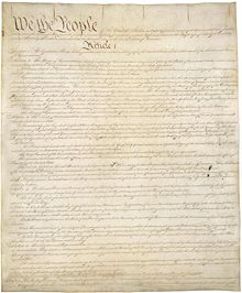 Page one of the original copy of the Constitution
