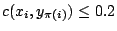 $c(x_i,y_{\pi (i)})\leq 0.2$